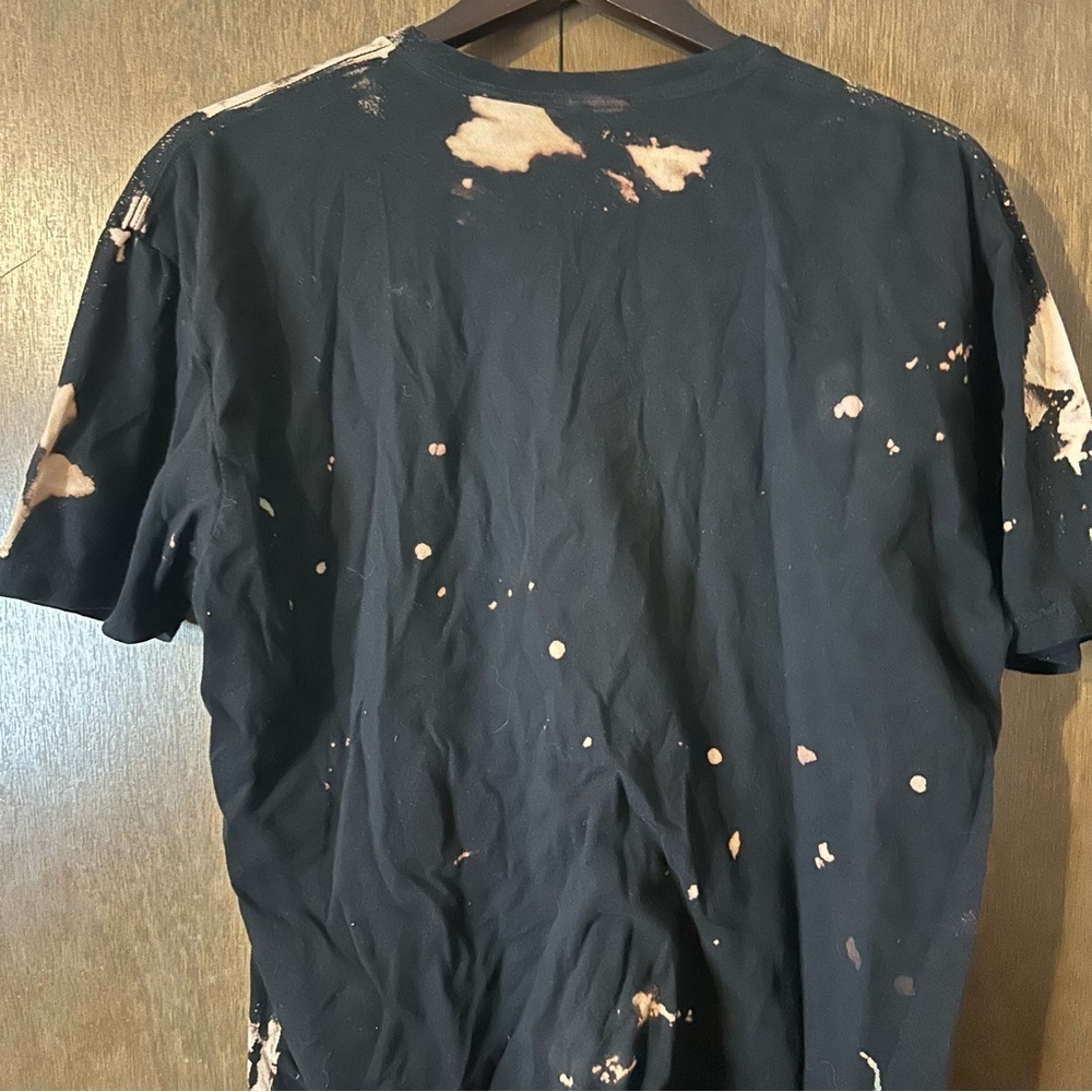 Black Bleached Tie Dye SS T-Shirt 100% Cotton Size XL Punk Distressed Emo Rock - Picture 5 of 7
